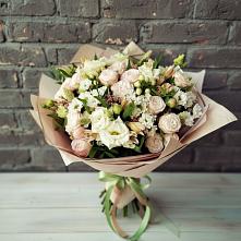 Букет цветов из:  Альстромерии, Розы и Хризантемы в Товарковский