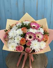 Букет цветов из:  Розы, Герберы и Хризантемы #REPLACE_PRED# Товарковский