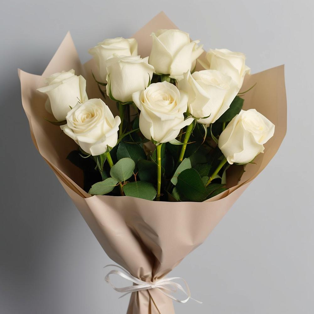 Букет 9 Белых роз Эдлесс Лав в Товарковский