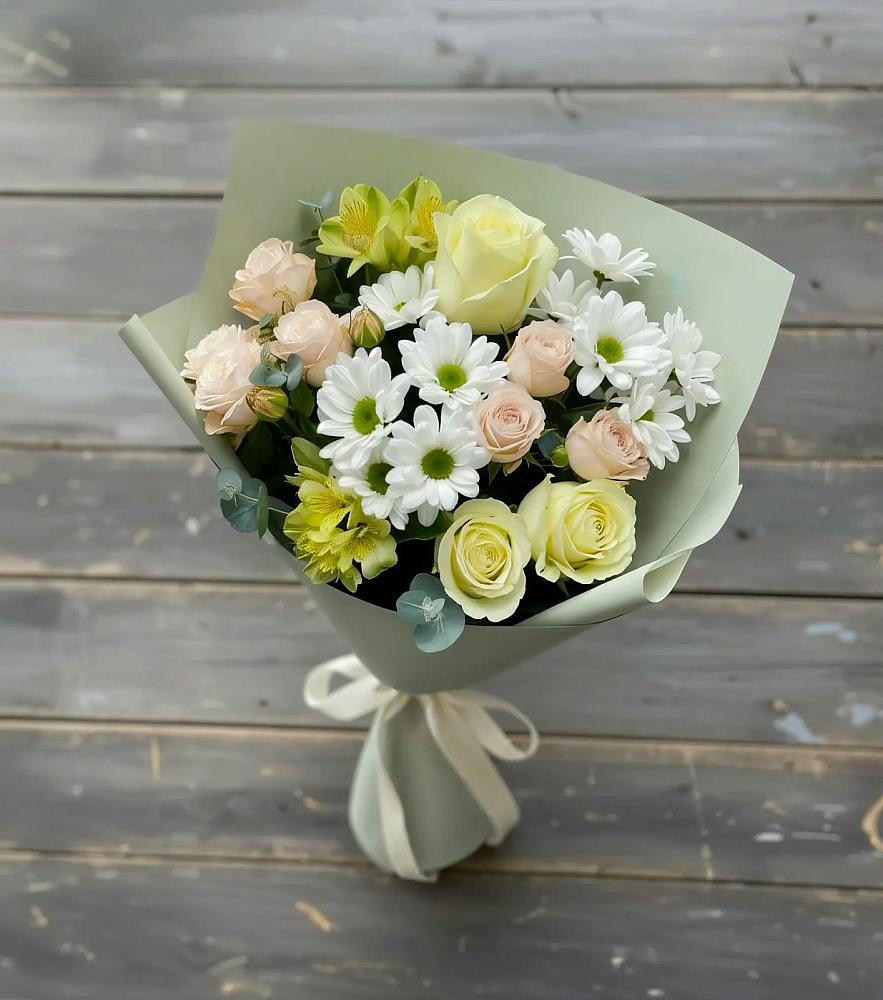 Букет цветов из: Альстромерии, Розы и Хризантемы в Товарковский