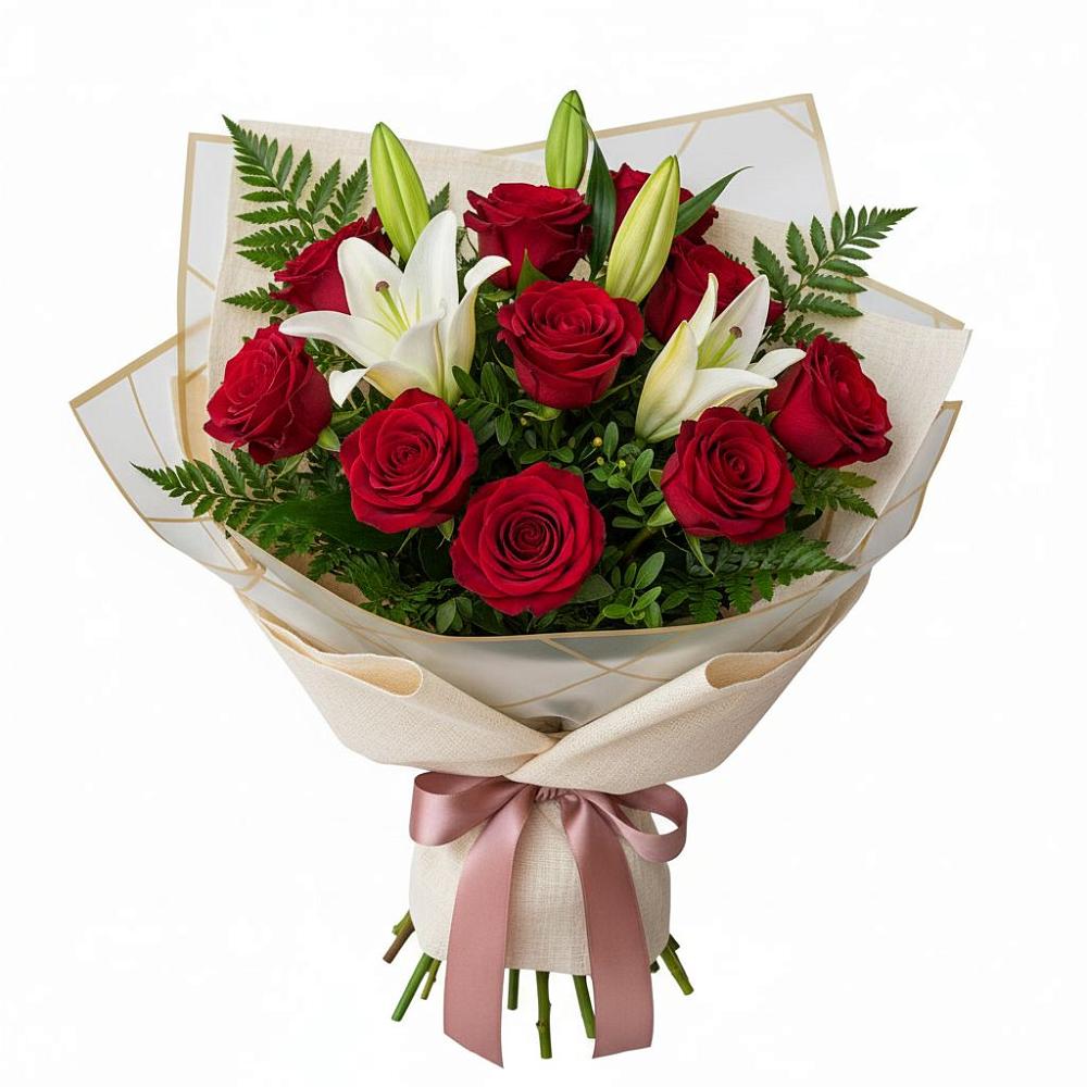 Букет цветов из: Лилии и Розы в Товарковский