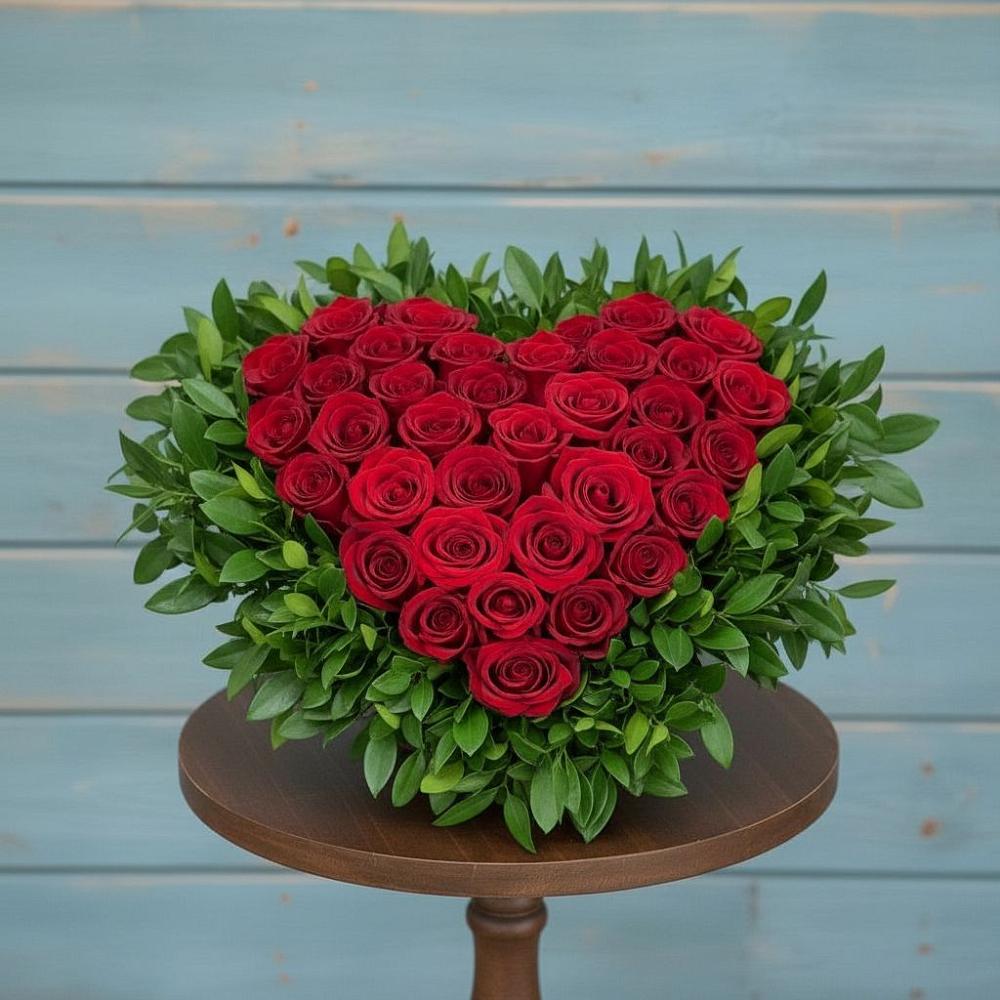 Цветочная композиция из Розы в виде сердца в Товарковский