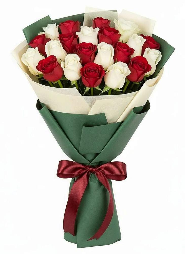 Букет Микс из красных и белых роз в Товарковский