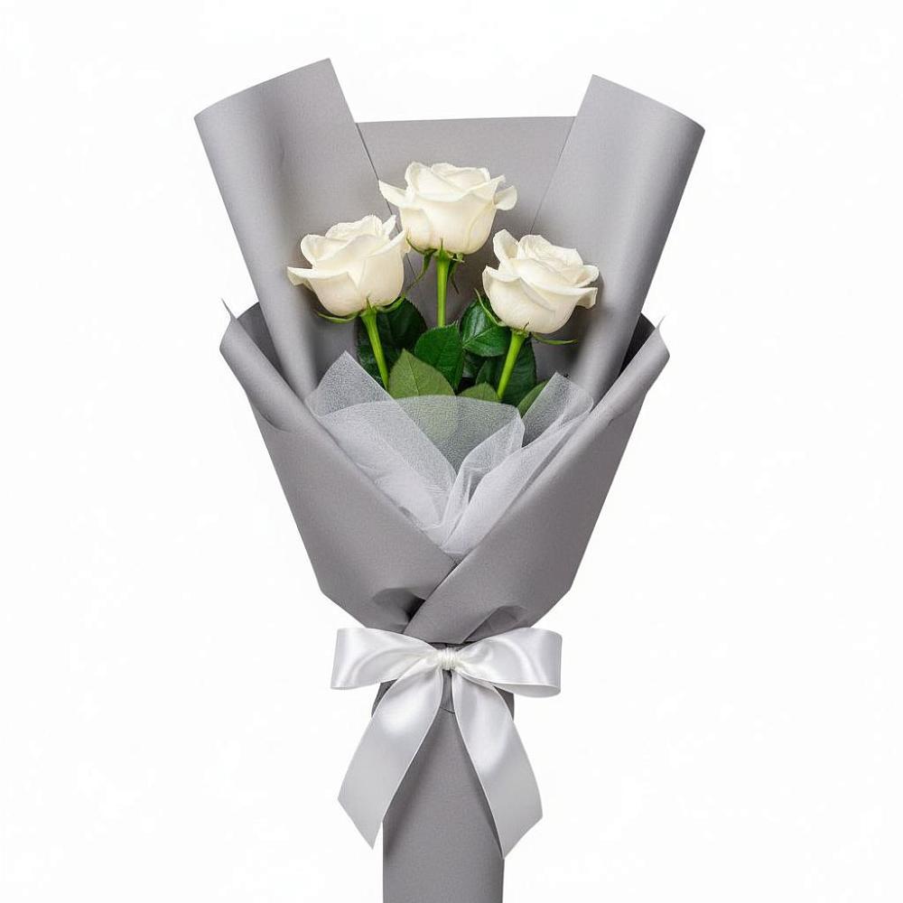 Букет 3 белые розы в Товарковский