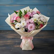 Букет цветов из:  Хризантемы, Альстромерии и Розы #REPLACE_PRED# Товарковский