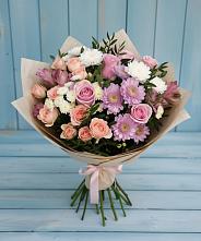 Букет цветов из:  Хризантемы, Розы и Альстромерии в Товарковский