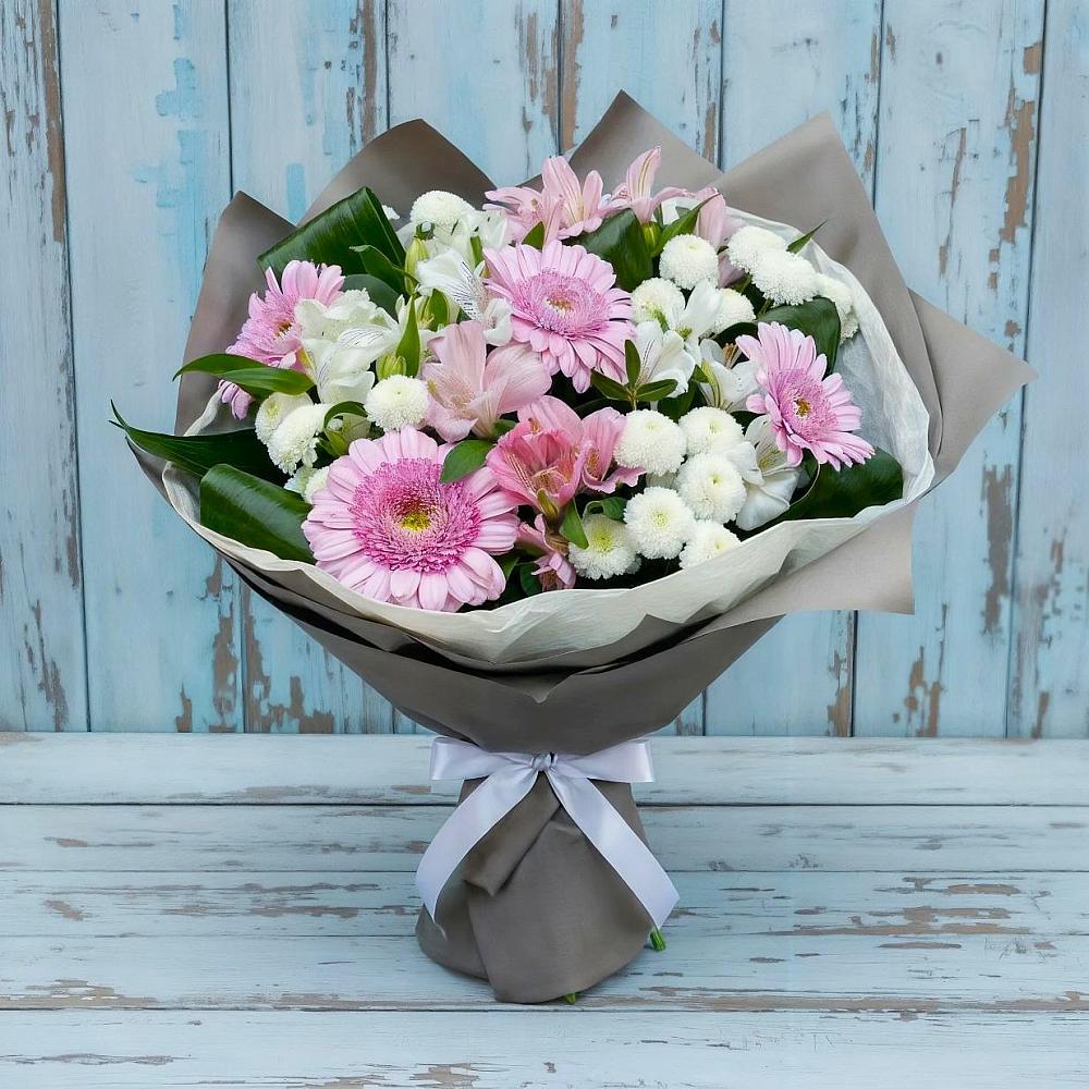 Букет цветов из: Герберы, Альстромерии и Хризантемы в Товарковский