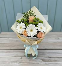Букет цветов из:  Герберы, Розы и Хризантемы в Товарковский